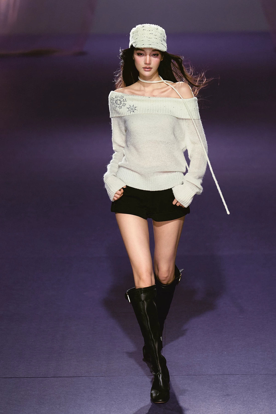 Tailored Rolled-Hem Mini Tweed Shorts