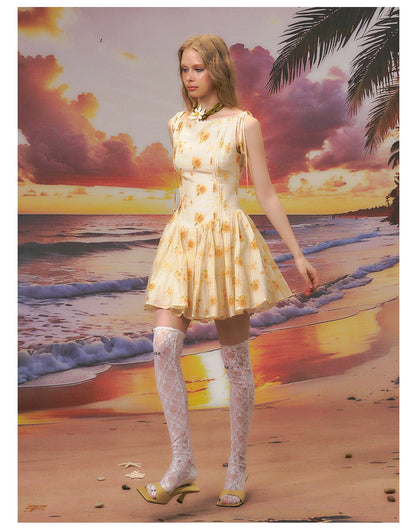 Floral One-Shoulder A-Line Mini Dress