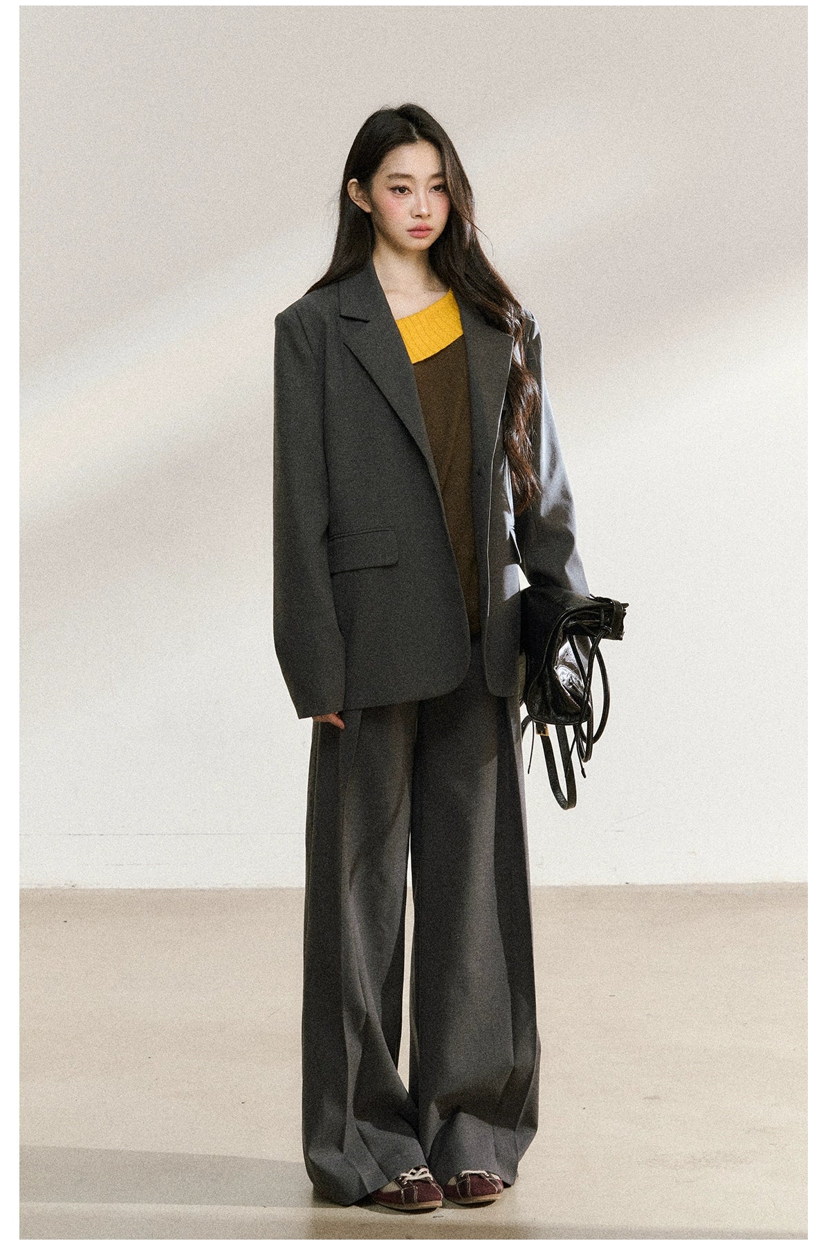 Charcoal Tailored Oversized Blazer
