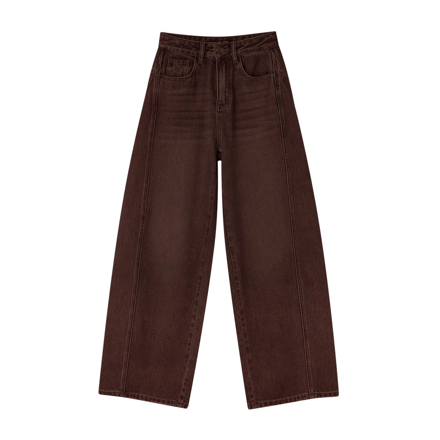 3D Seam Wide-Leg Crescent Denim Pants