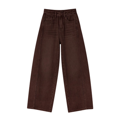 3D Seam Wide-Leg Crescent Denim Pants