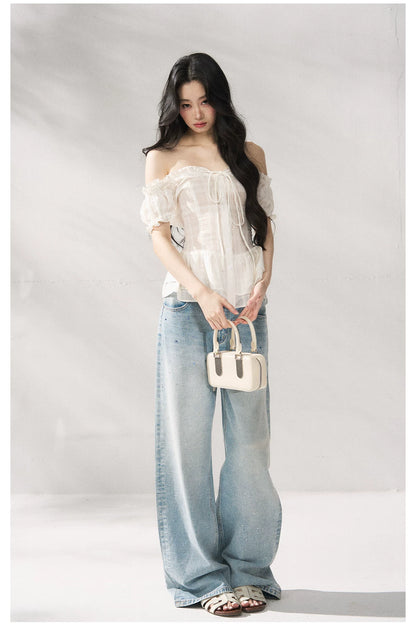 Cotton-Linen Fitted Short Sleeve Top