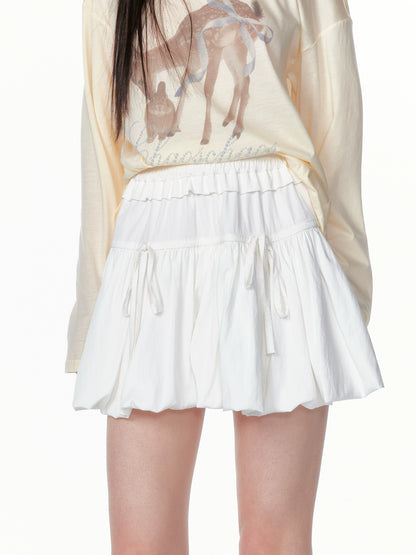 Bow Tie Waist Floral Bubble Skirt