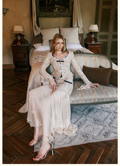 Shimmer Tweed Ruffled Jacket &amp; Skirt Set