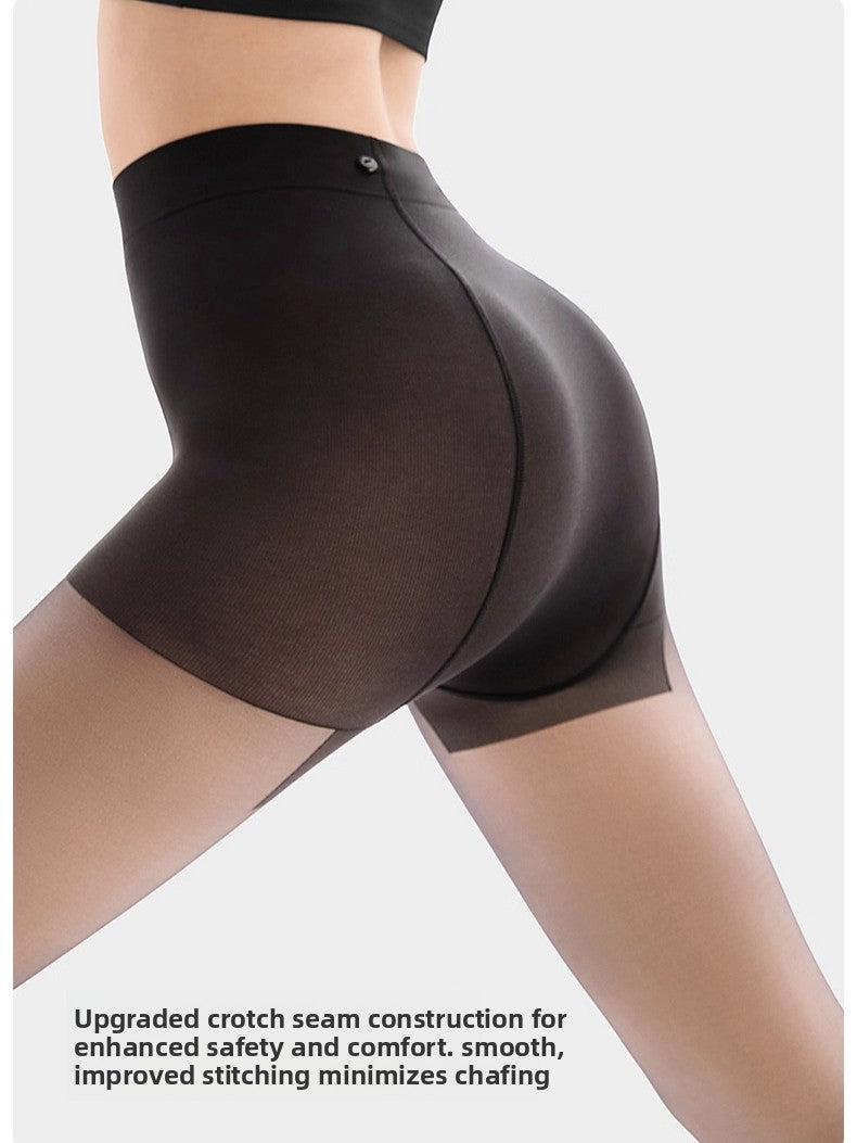 Double-Layer Black Sheer Pantyhose, Black Semi-Sheer Tights