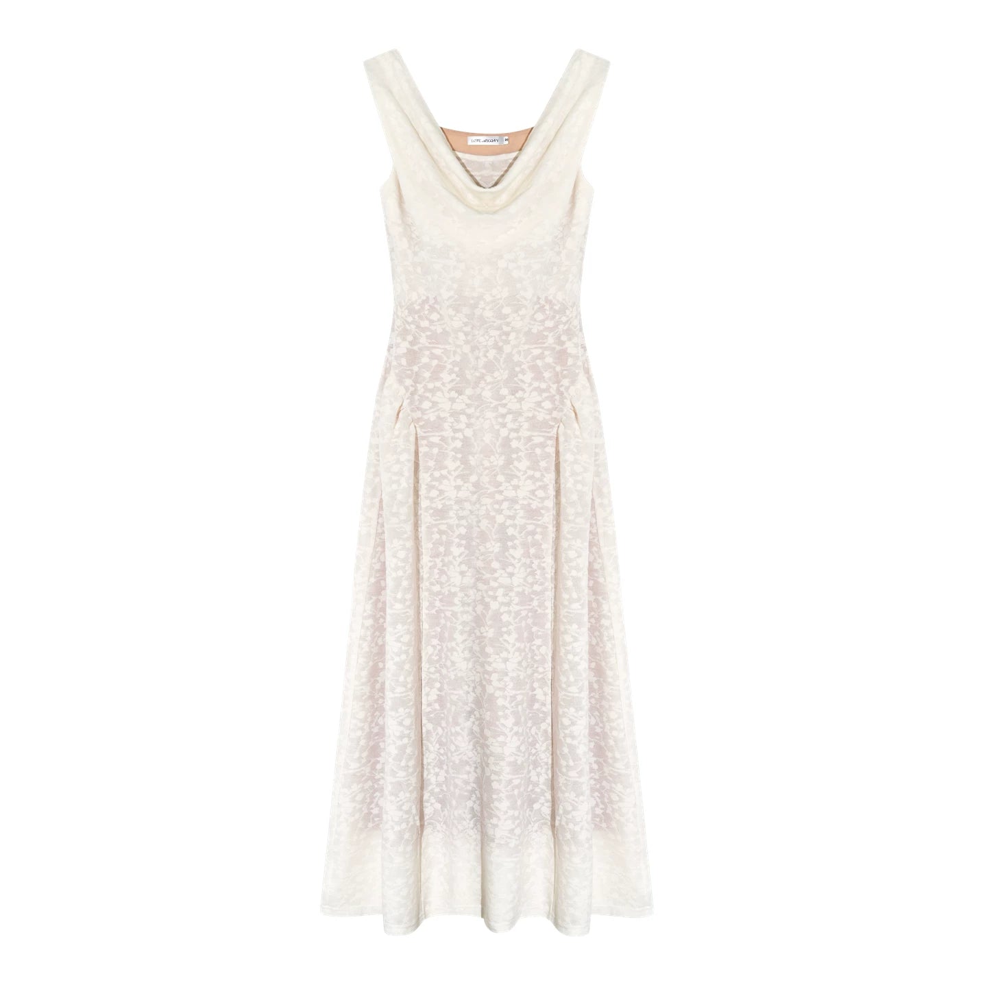 Lace Jacquard Waist-Cinched Maxi Dress