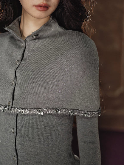 Detachable Cape Wool Knit Sweater