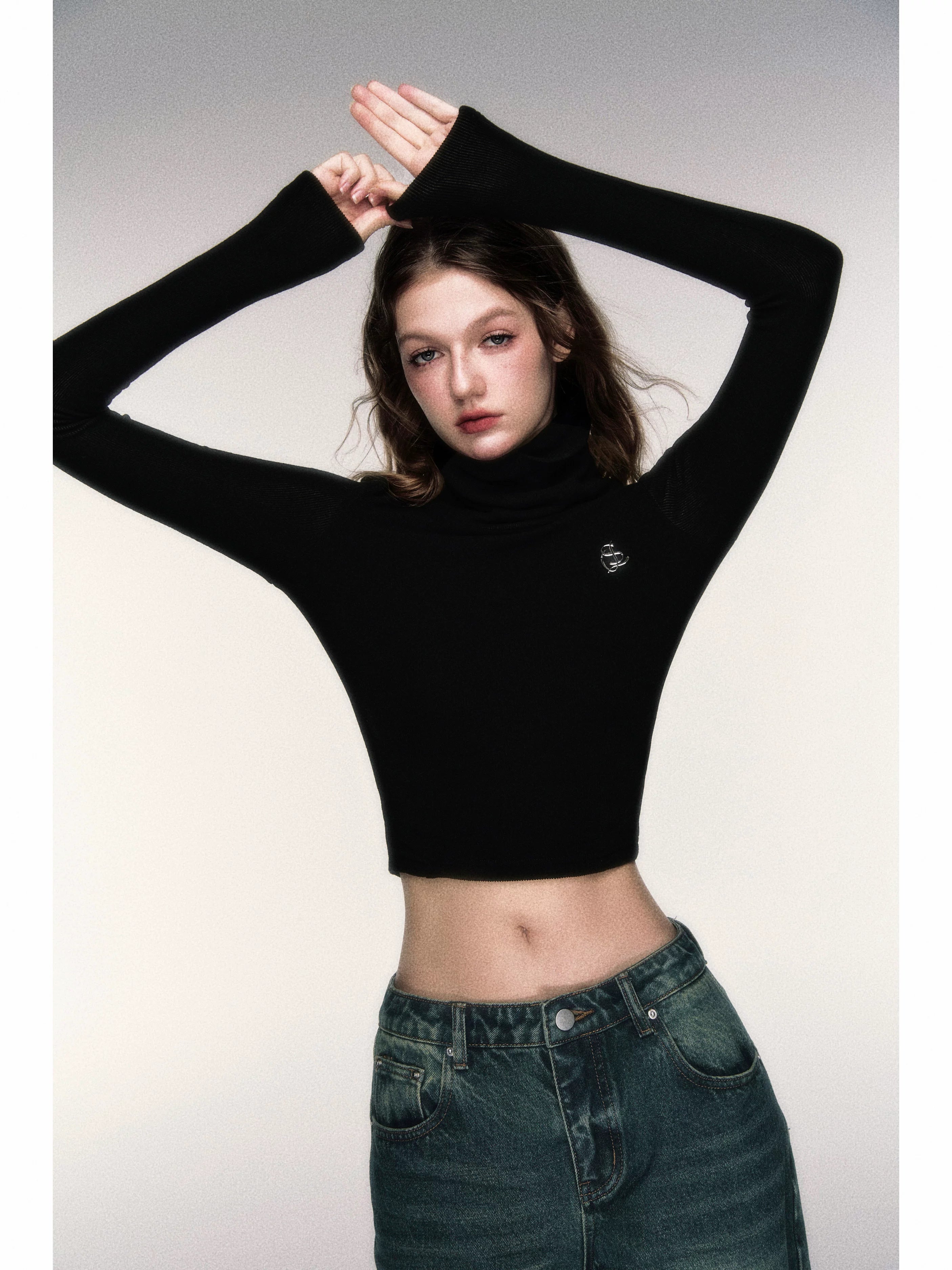 High-Neck Stretch Knit Base Layer