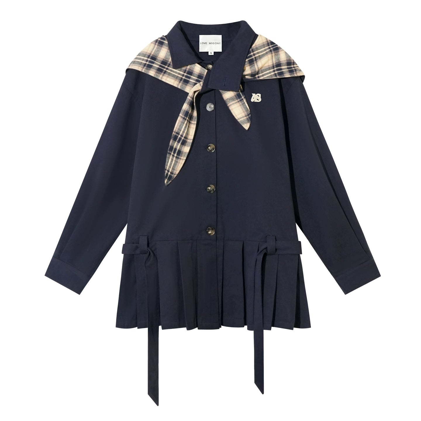 Detachable Bunny-Ear Pleated Trench Coat