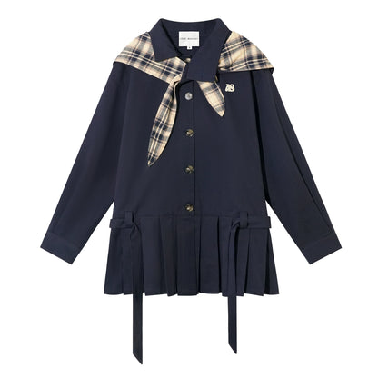 Detachable Bunny-Ear Pleated Trench Coat