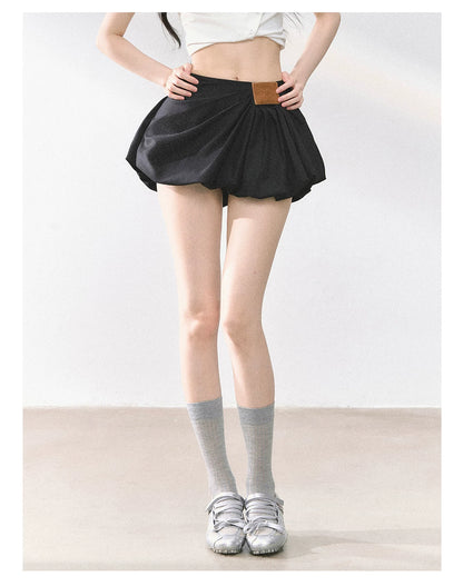 American-Style High-Waist Bubble Mini Skirt