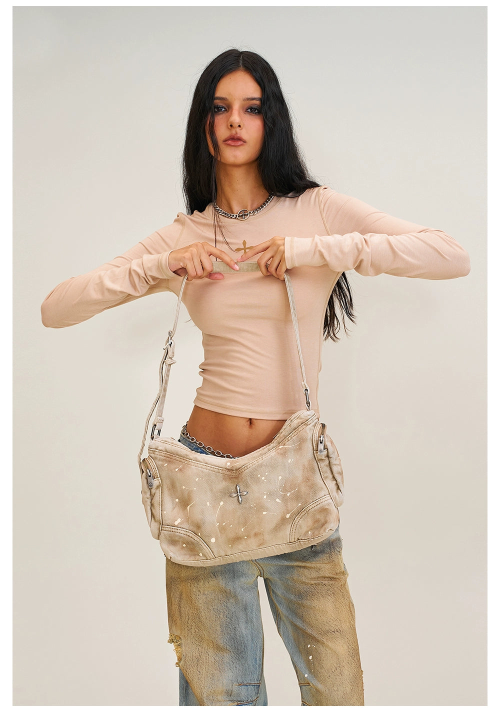 Wild Origin Washed Denim Shoulder Bag