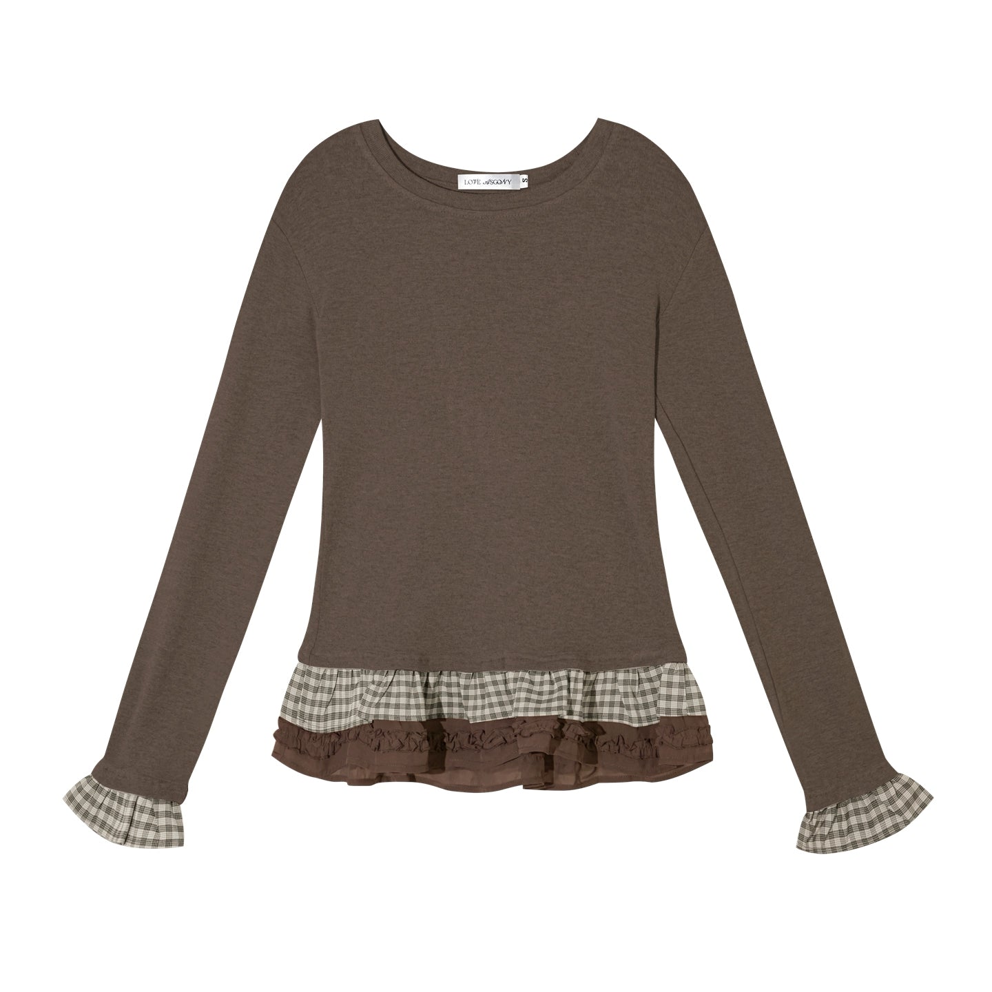 Tencel Wool Plaid Patchwork T-Shirt