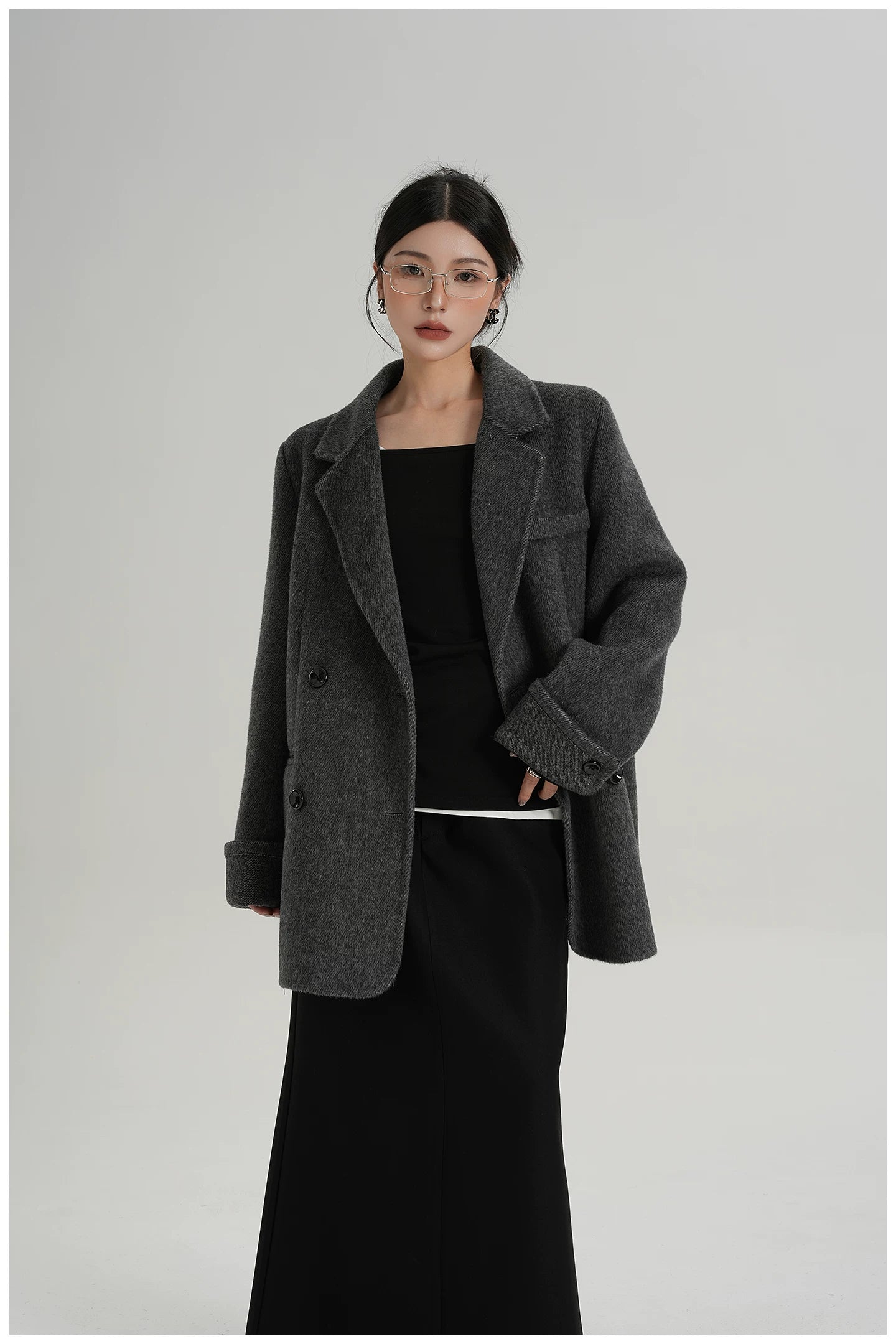 Mid-Length Double-Faced Wool Blazer