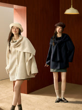 Off-white & Blue Wool Cape Coat - CHINASQUAD