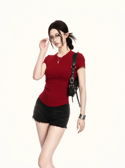Backless Lace-Up Slim Fit Cropped T-Shirt