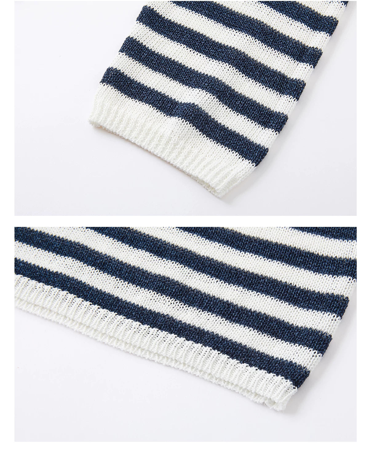 Washi Yarn Striped Off-Shoulder Long Sleeve Knit Top