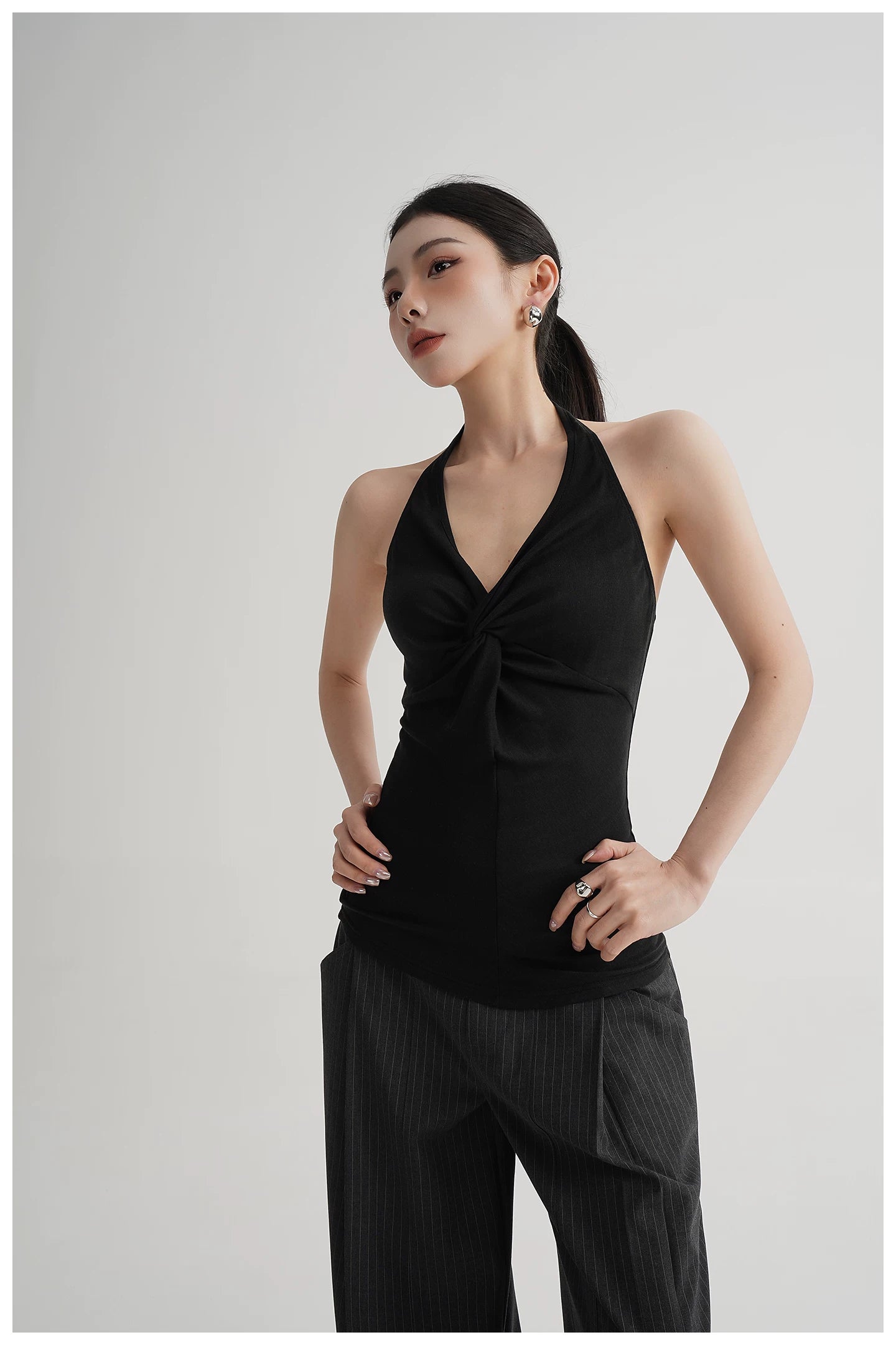 Silk-Blend Draped Halterneck Camisole