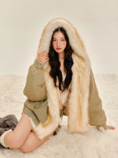 Reversible Eco-Faux Fur Denim Jacket