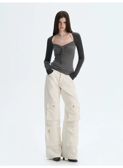 Layered Halter-Effect Long-Sleeve T-Shirt