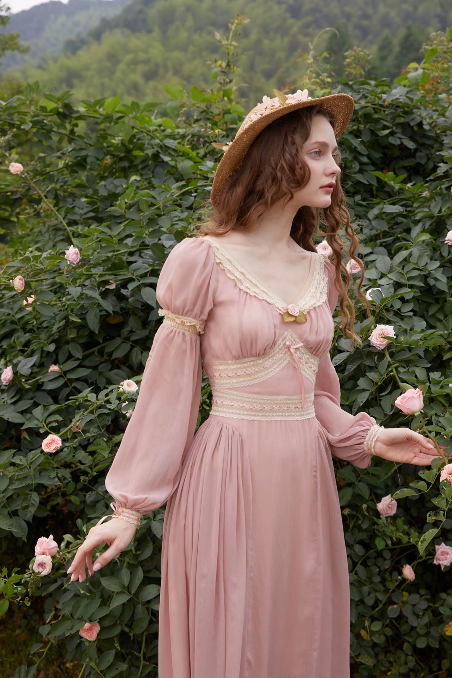 vintage french lace dress Vintage French Silk Lace Overlay Gown with Pearl Embroidery