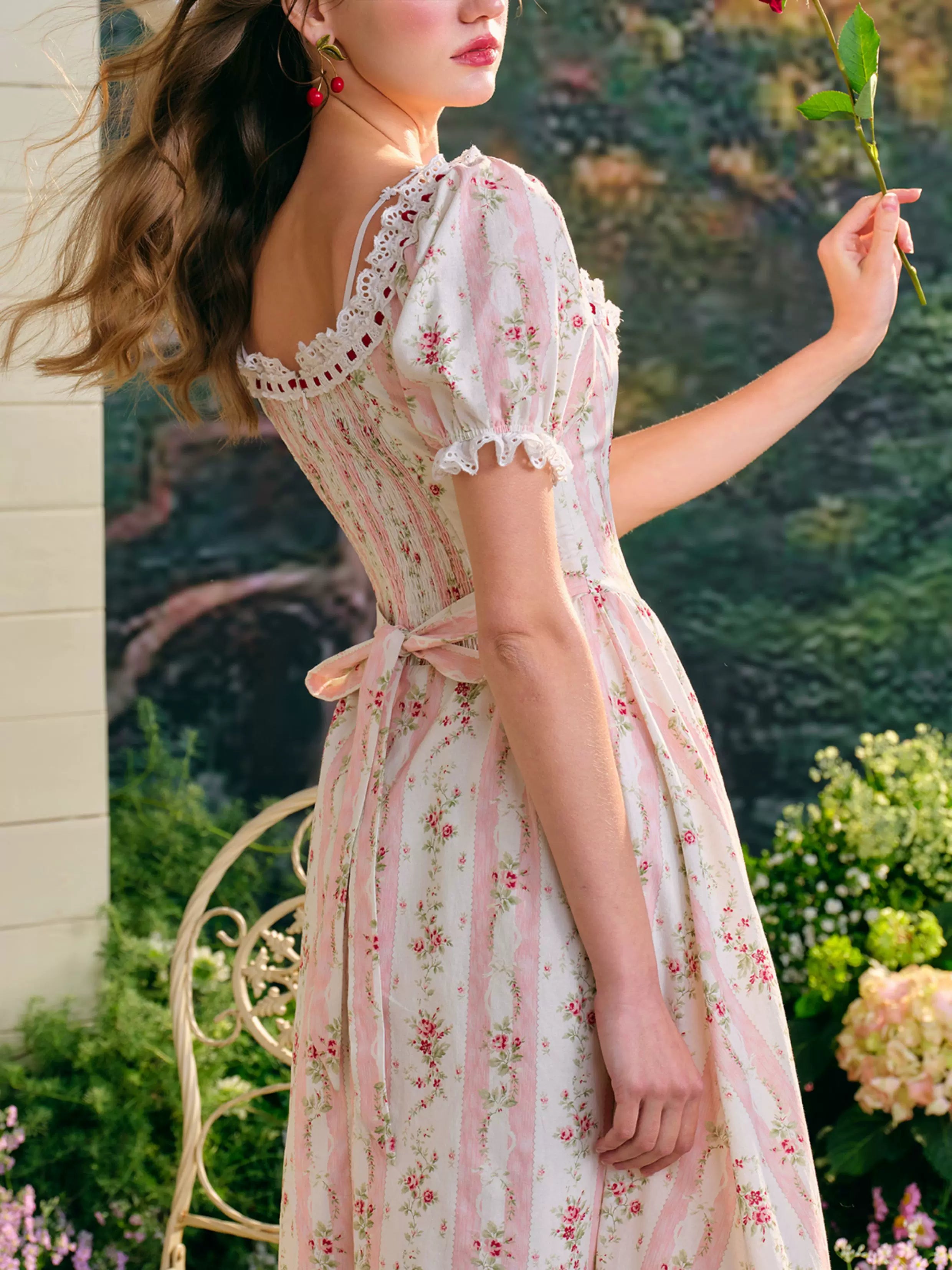 Audrey Garden Corset Floral Maxi Dress