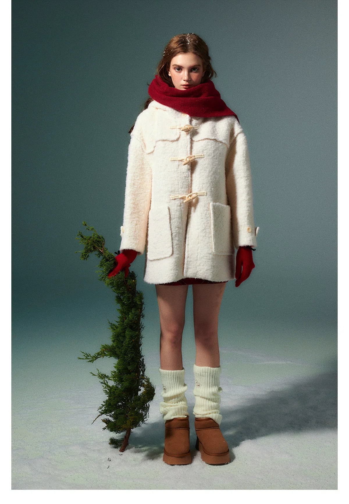 (Final Sale) White Wool Horn Buttons Coat - CHINASQUAD