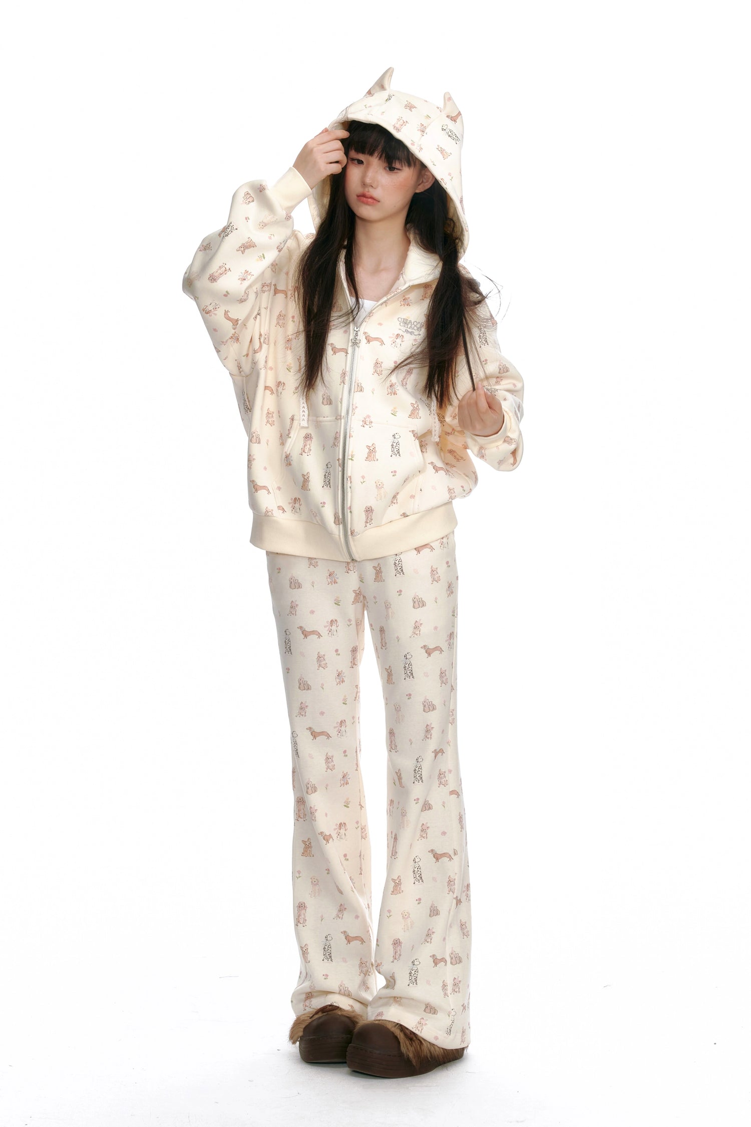 Dog Print Knit Lounge Set