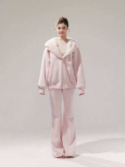 Hooded Fleece Jacket &amp; Plush Sweatpants Set