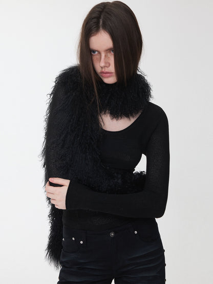 Textured Jacquard Knit Round-Neck Sweater