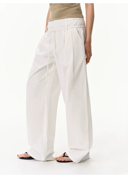 Lyocell Linen Drawstring Barrel-Leg Pants