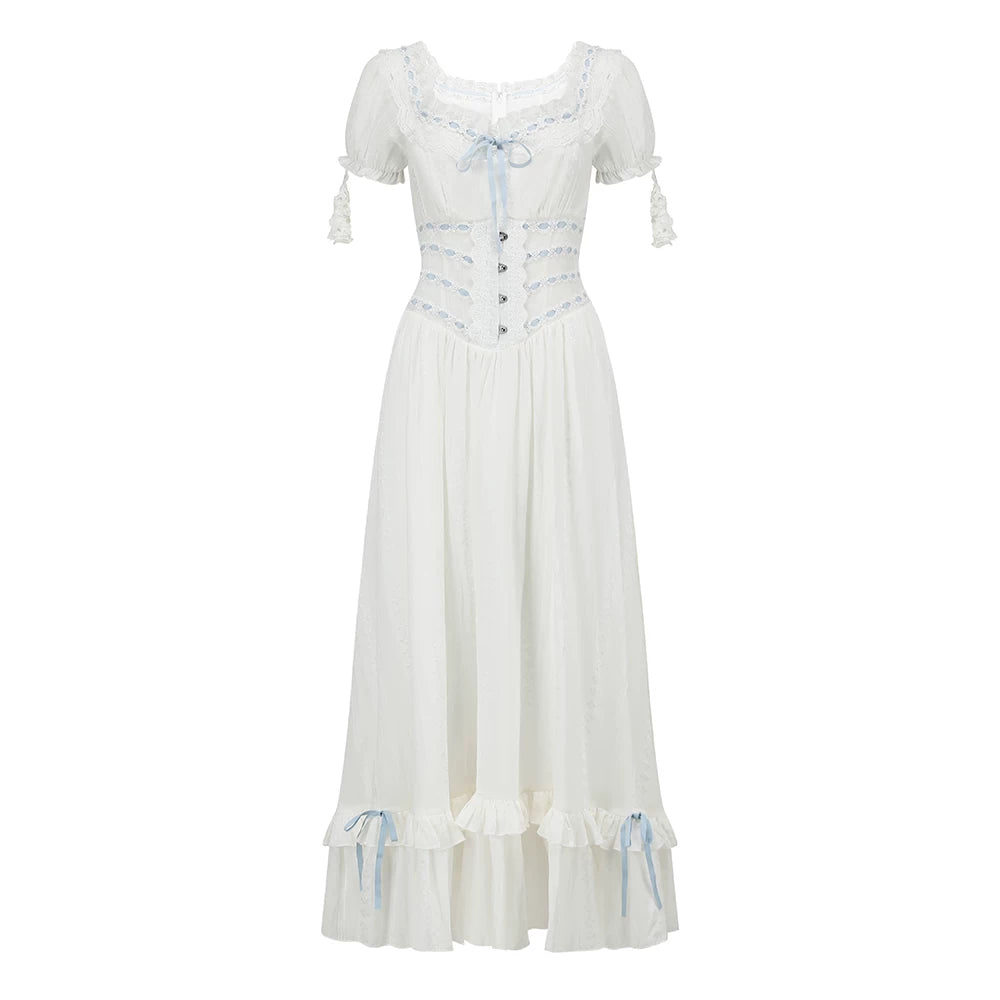 Beloved White Pages Corset Maxi Dress