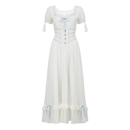 Beloved White Pages Corset Maxi Dress