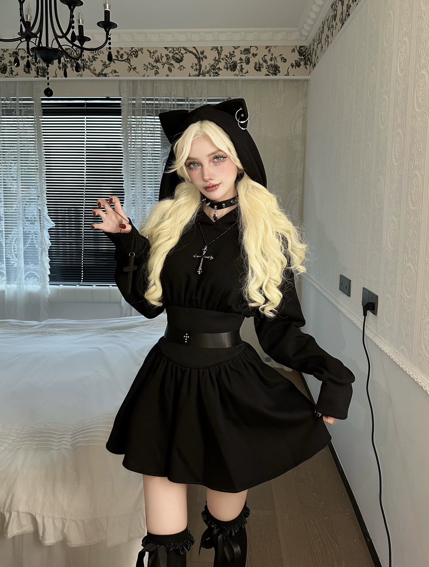 Waist-Cinching Sweatshirt Dress