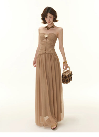 Greek Goddess Strapless Corset Maxi Dress