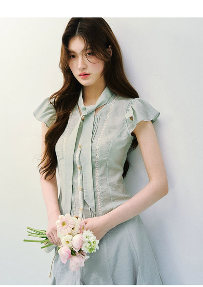 Mint Whisper Silk Blend Two-Piece Set