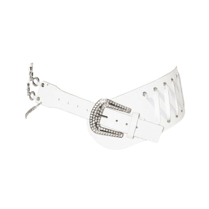Asymmetric Logo-Embellished Chain &amp; Ribbon Belt