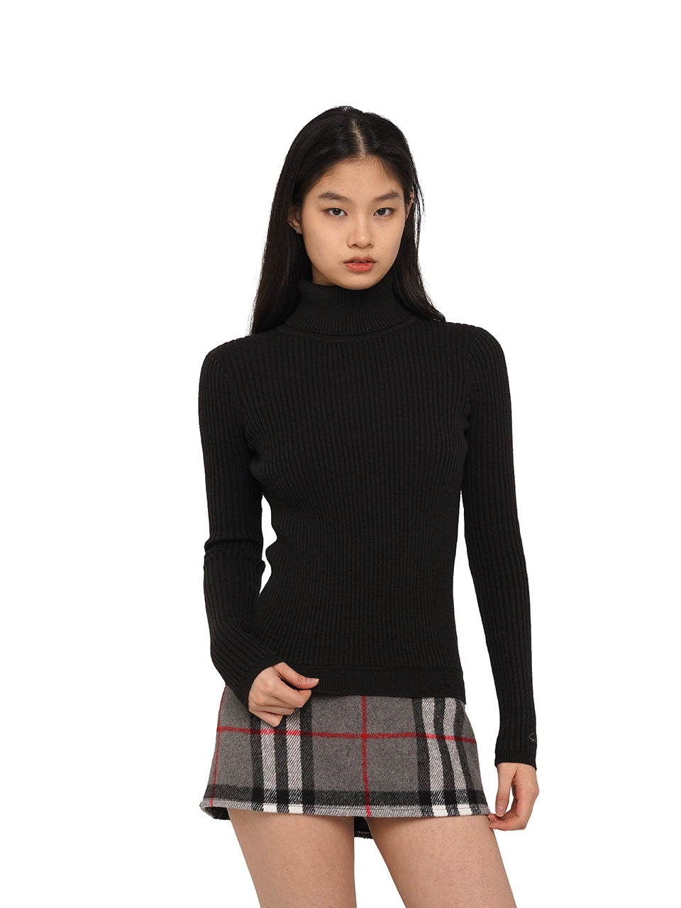 Turtleneck Faux Two-Piece Sweater Dress