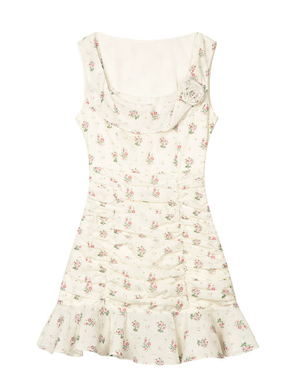 Beige Flower Floral Dress