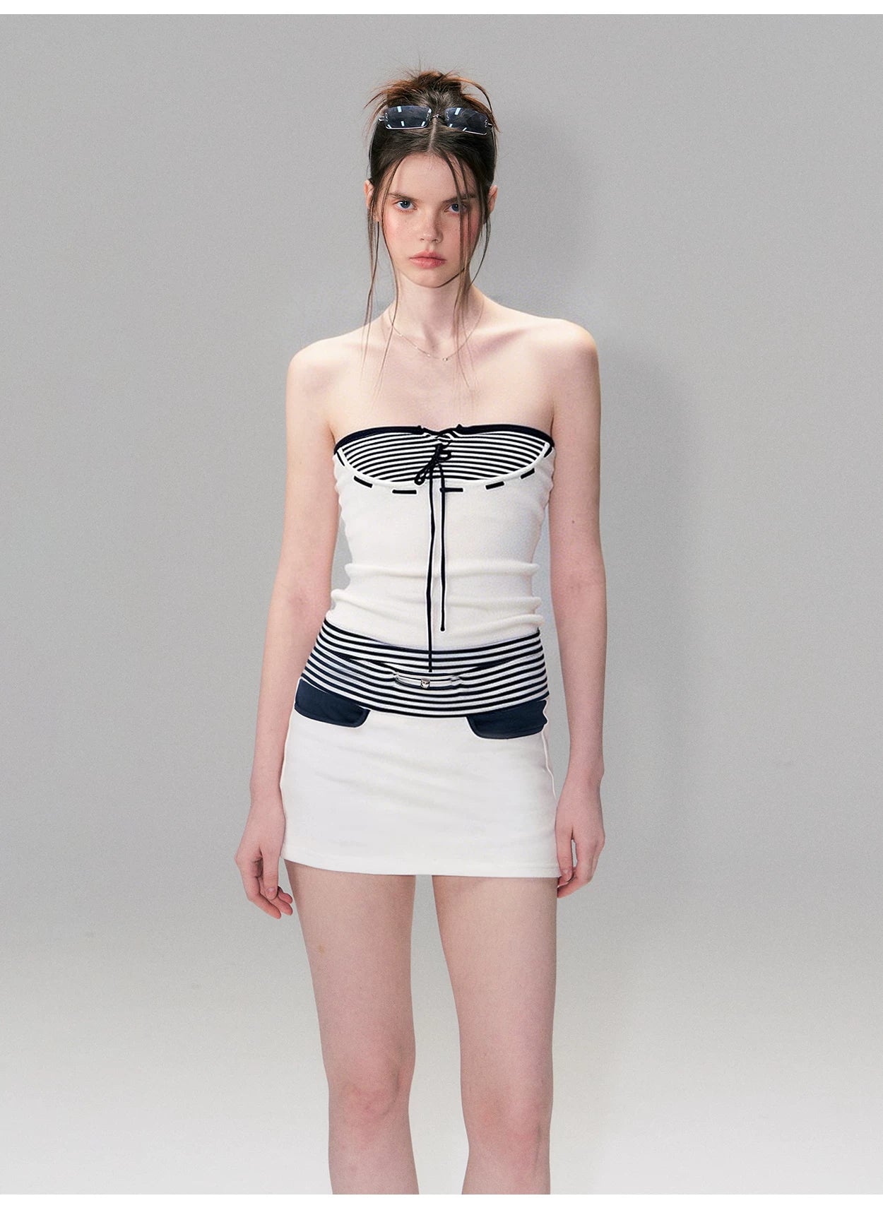 Vintage Nautical Contrast Stripe Bodycon Mini Skirt