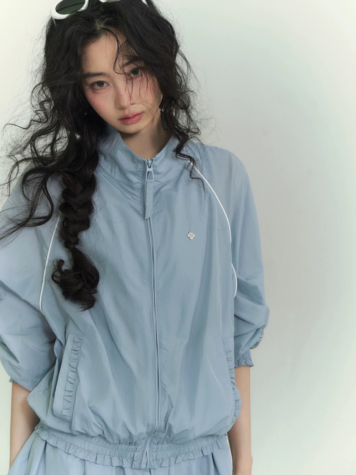 Floral Patchwork Casual Jacket &amp; Bubble Dress Set