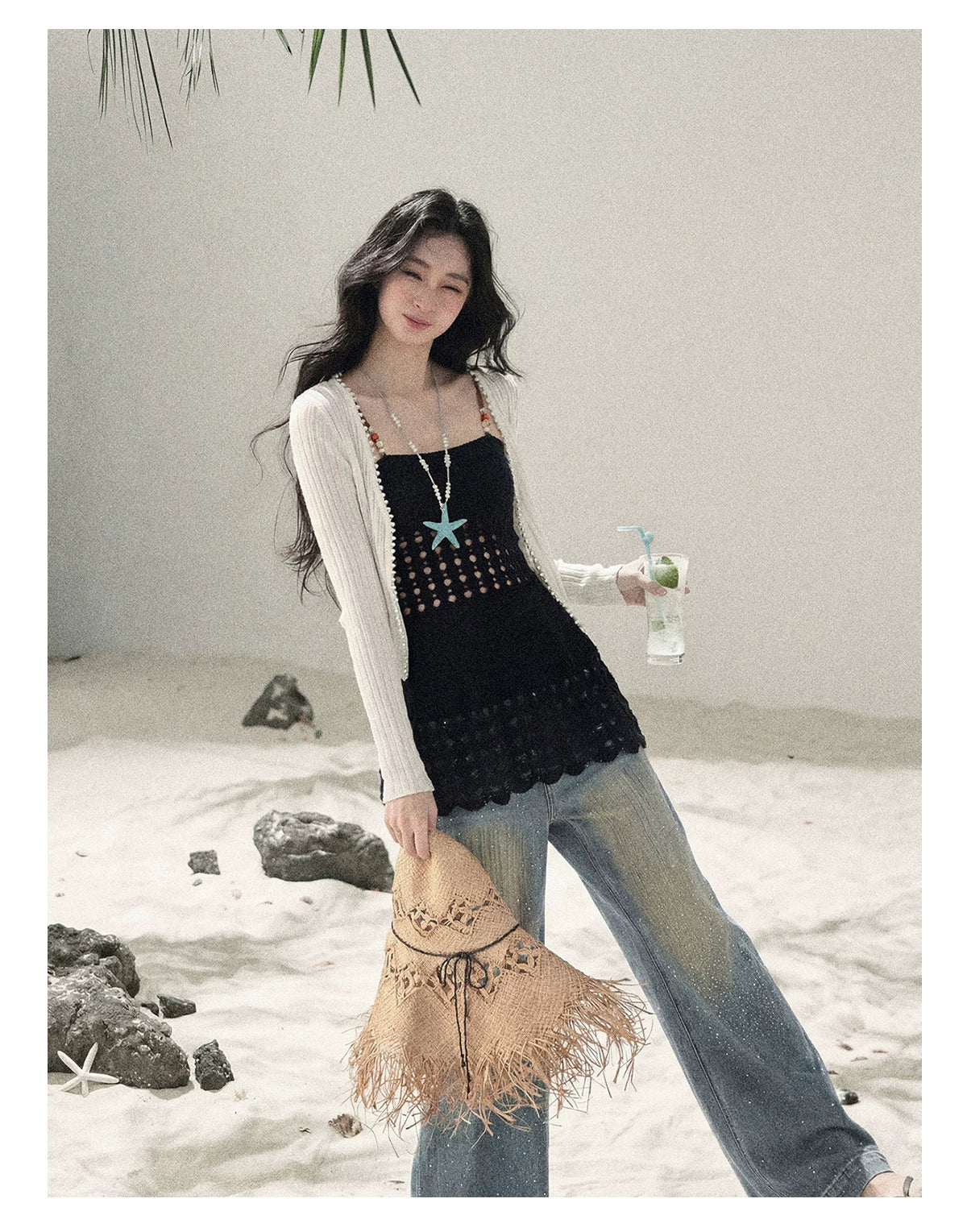 “The Space Between” Open-Shoulder Knit Camisole