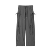 Pink & Grey Bow Tie Drawstring Cargo Pants - CHINASQUAD