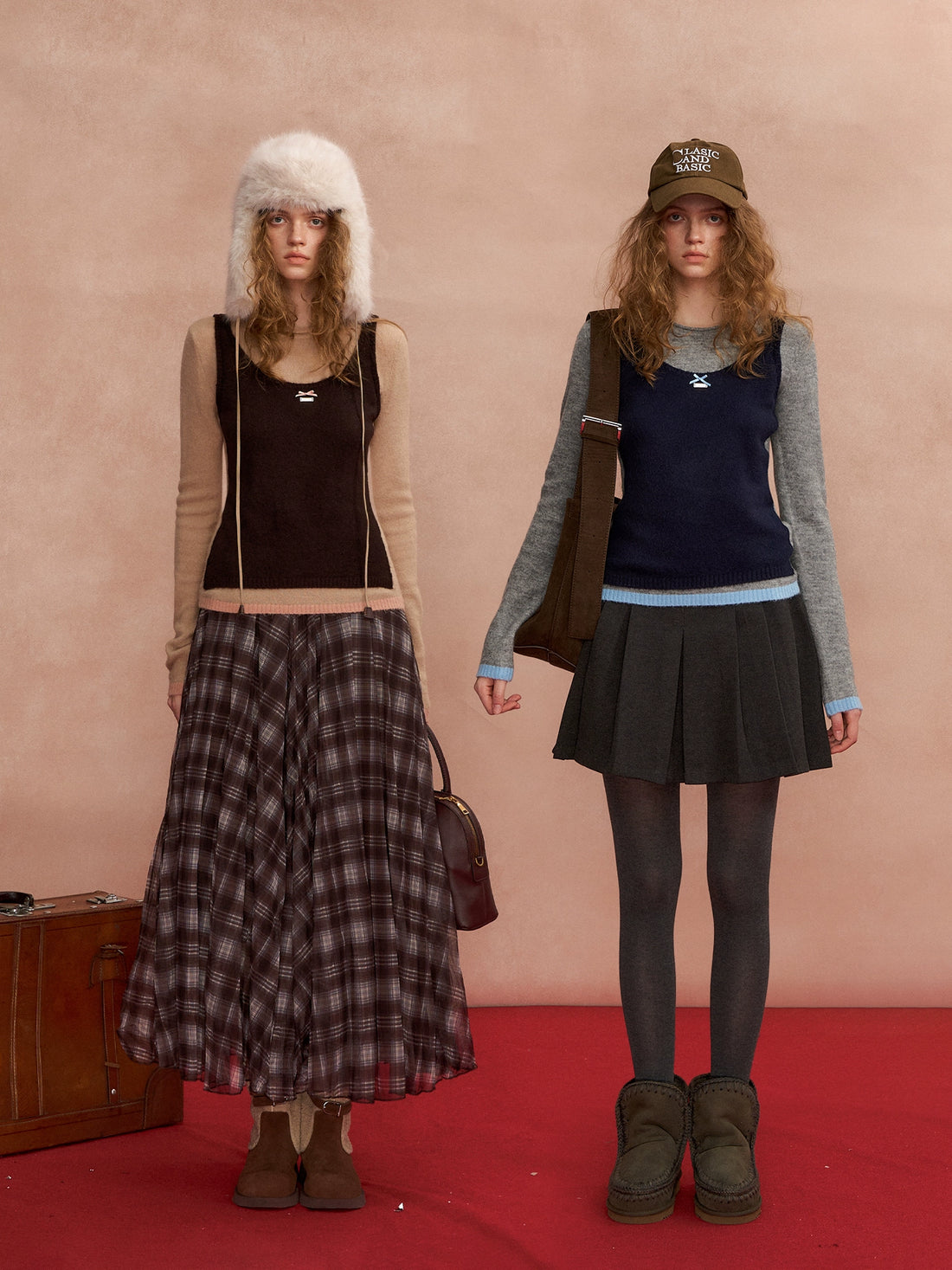 Contrast-Layered Long-Sleeve Knit Turtleneck