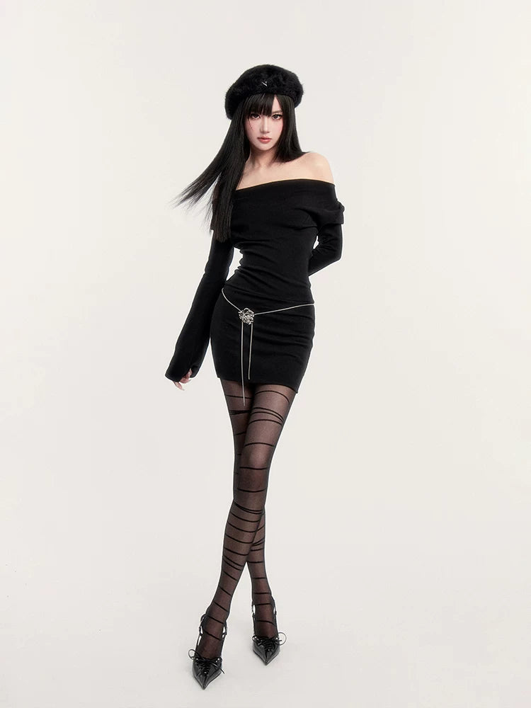 Cowl-Neck Choker Slim-Fit Bodycon Dress