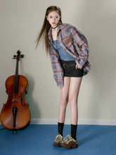 Brown & Blue Plaid Shirt Jacket - CHINASQUAD