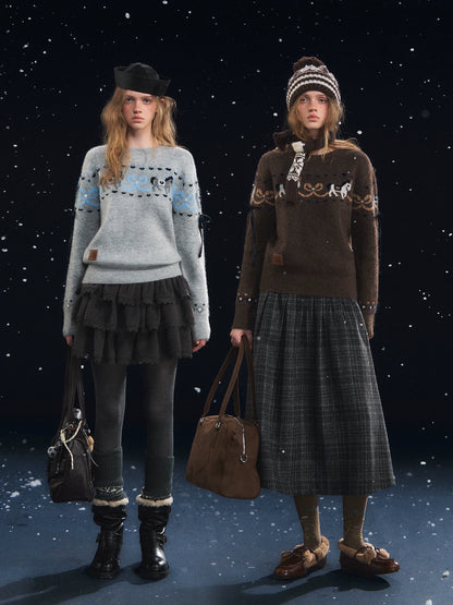 Playful Carousel Jacquard Knit Sweater