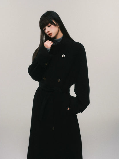 Stand-Collar Double-Faced Wool Coat