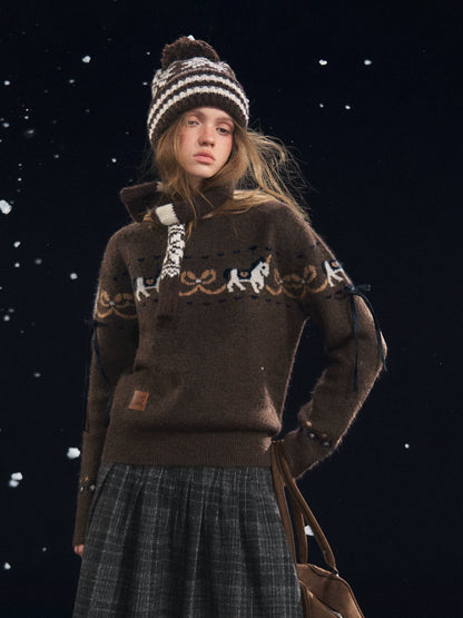 Playful Carousel Jacquard Knit Sweater