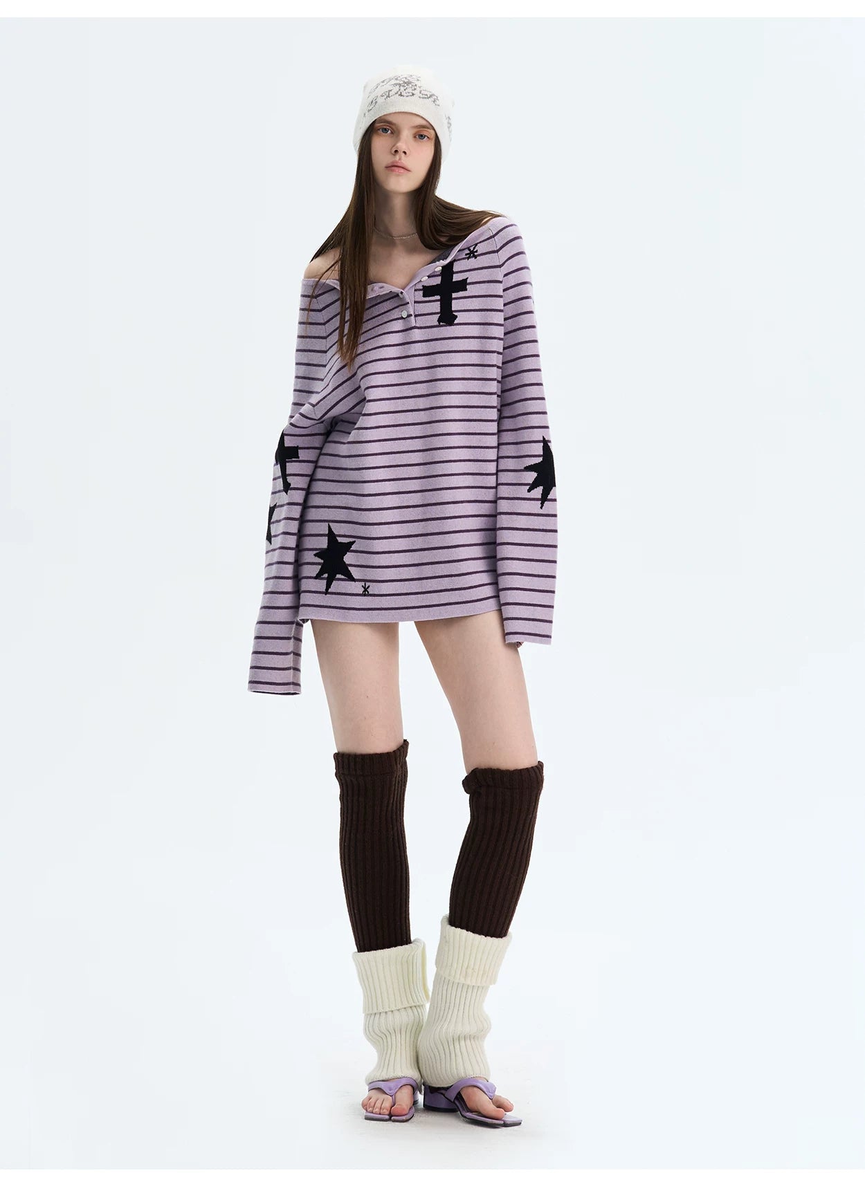 Striped Color-Block Knit Sweater